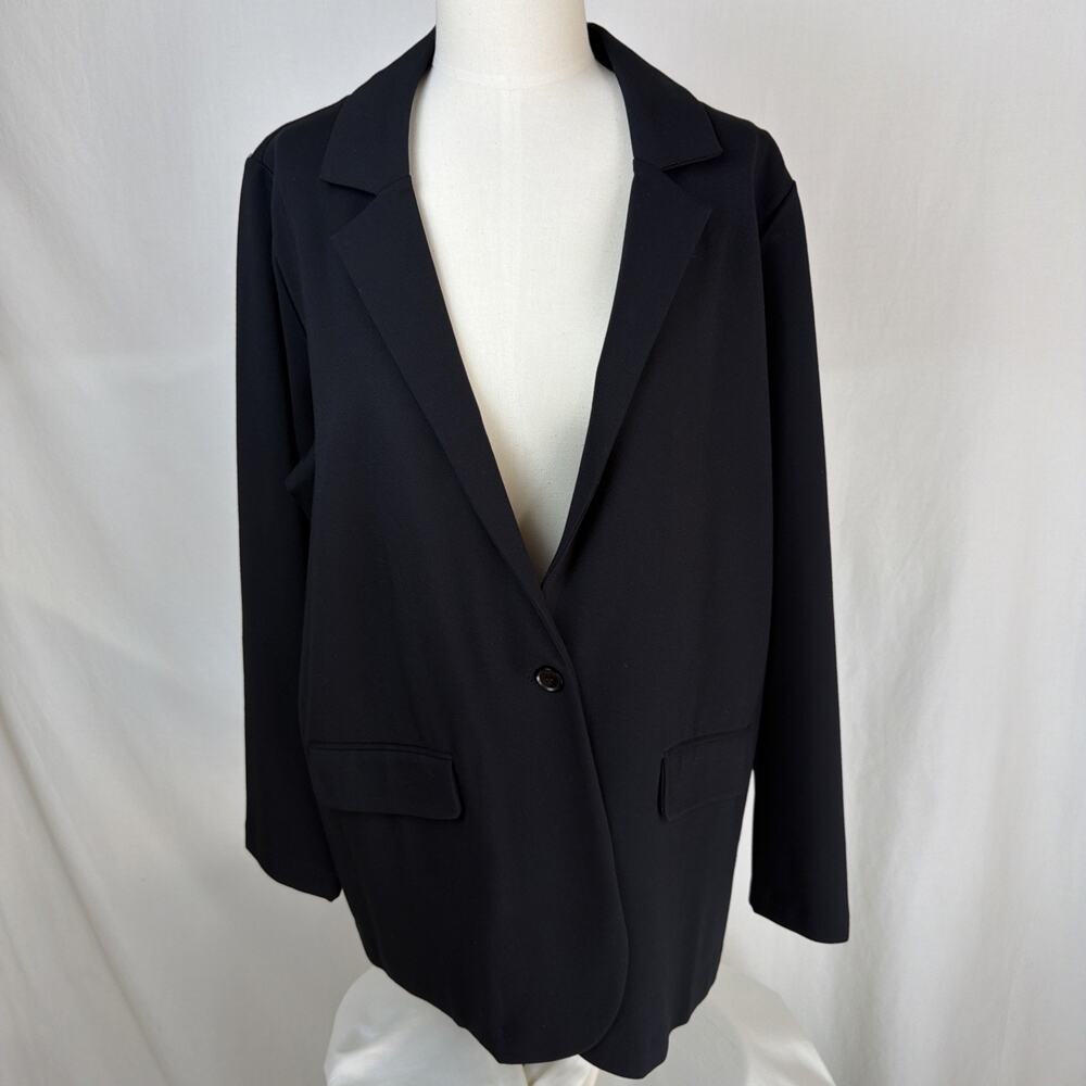 NWT Base Level by YEST Black Blazer Ponte Jacket SZ 18 #0764